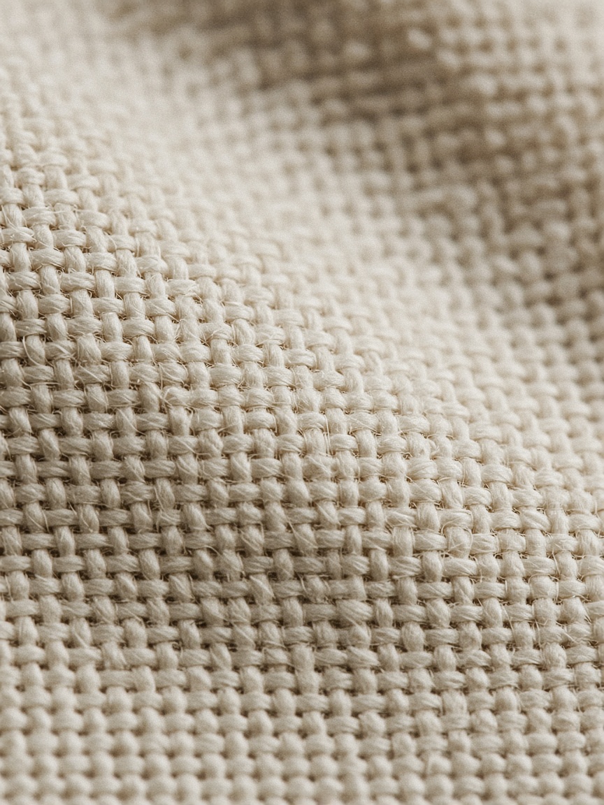Ivory cotton weave, extreme macro, raking daylight