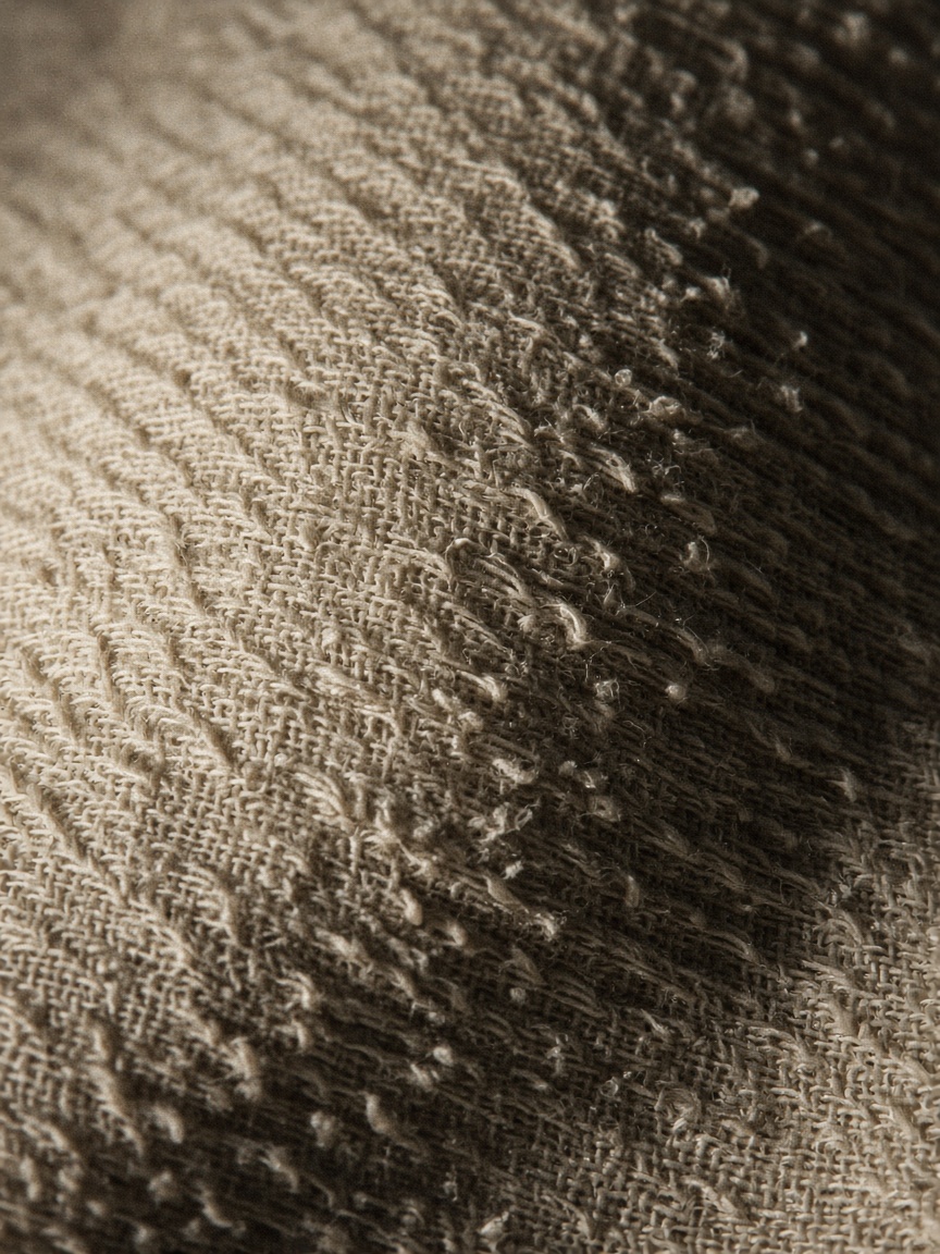 Heavyweight linen under a hard night spotlight